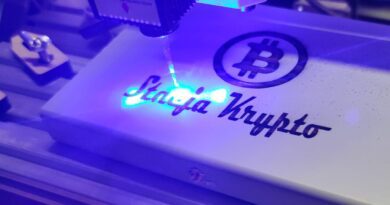 Laser wypala napis stacja krypto